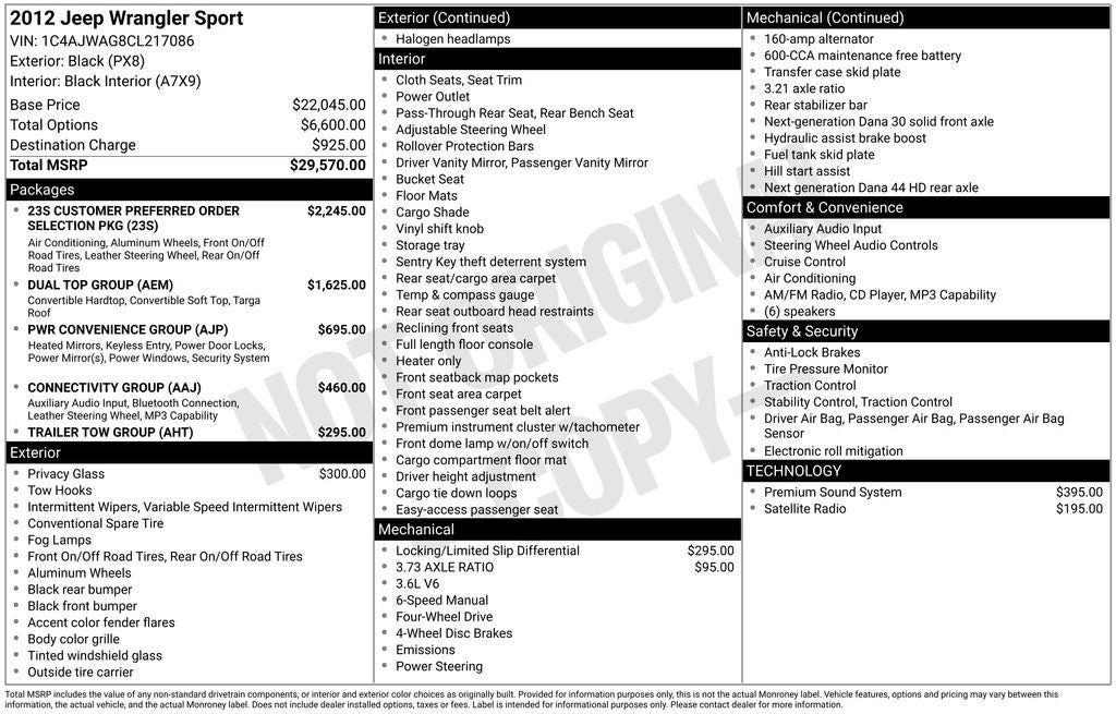 2012 Jeep Wrangler Sport