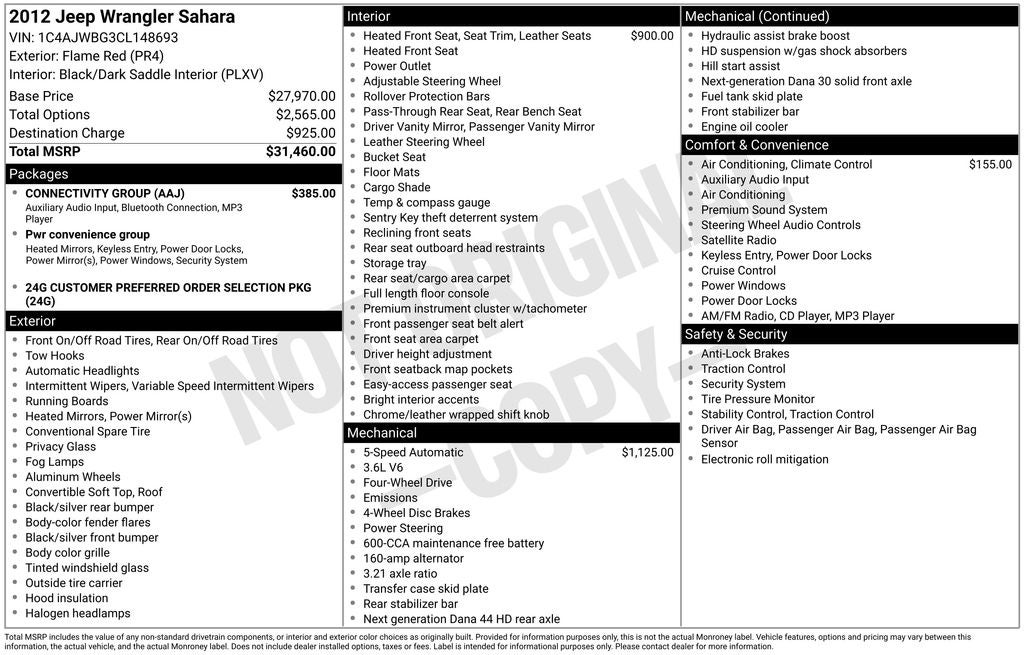 2012 Jeep Wrangler Sahara