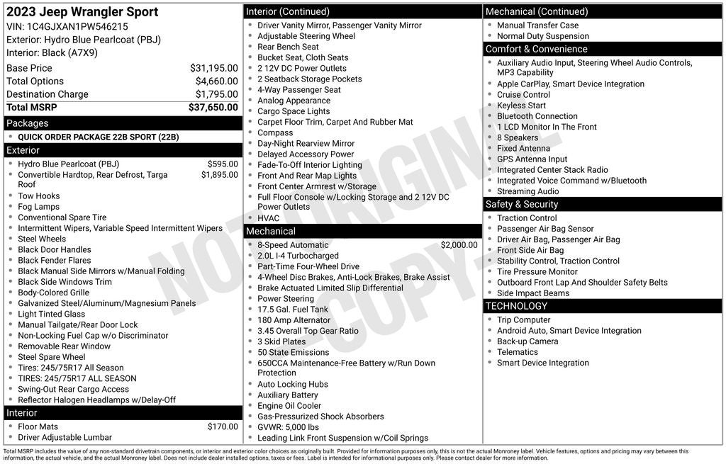2023 Jeep Wrangler Sport