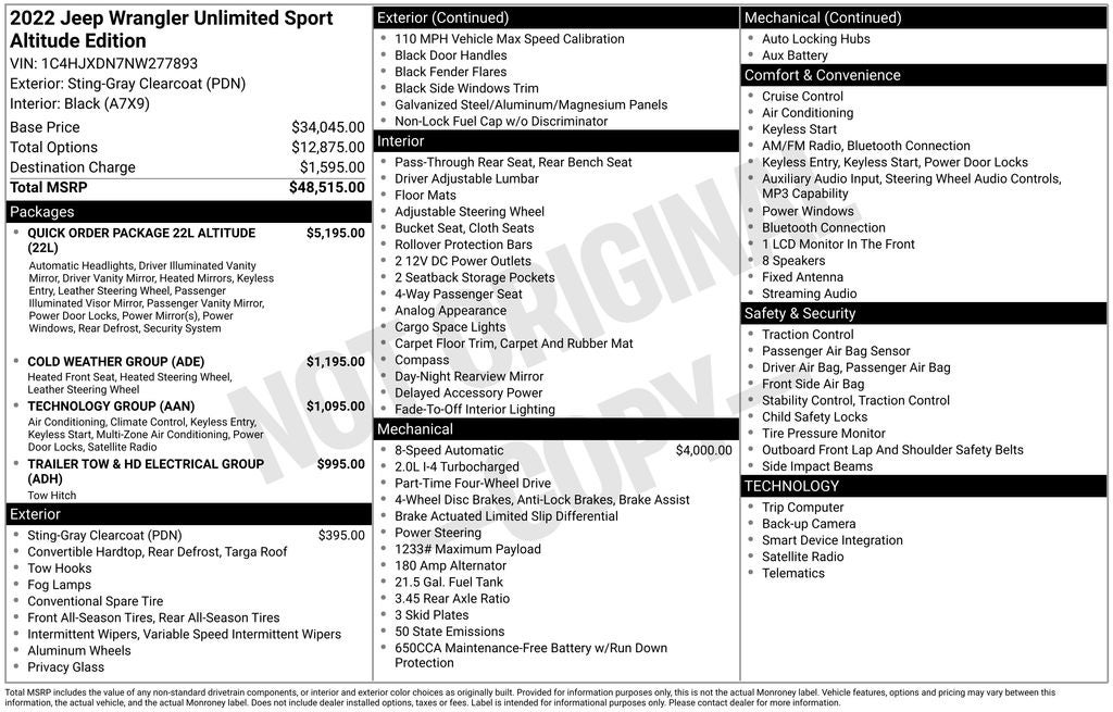 2022 Jeep Wrangler Unlimited Sport Altitude