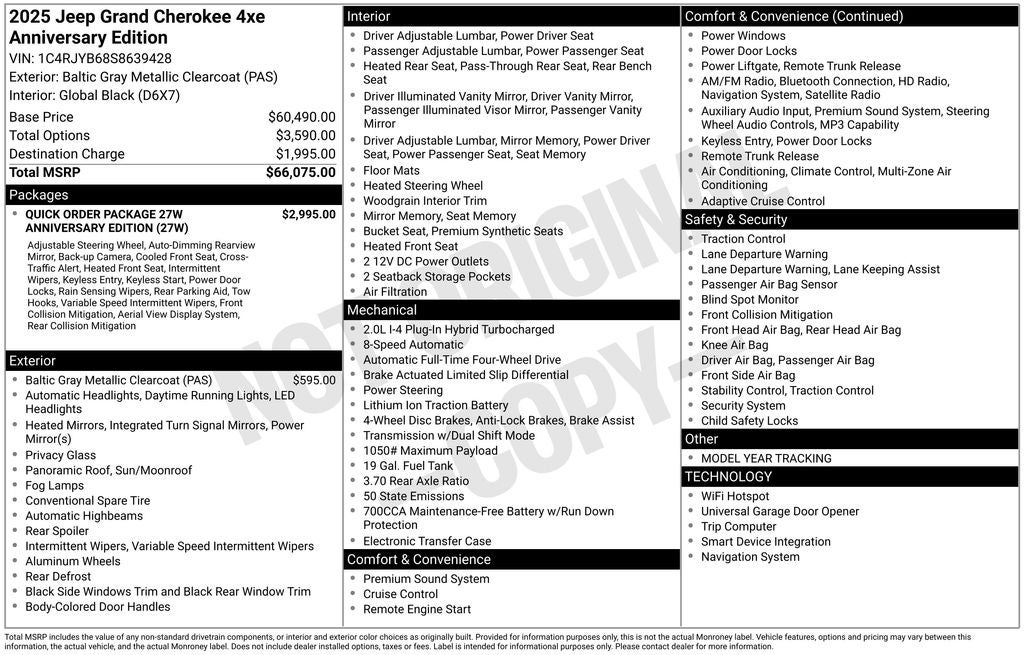 2025 Jeep Grand Cherokee Anniversary Edition 4xe