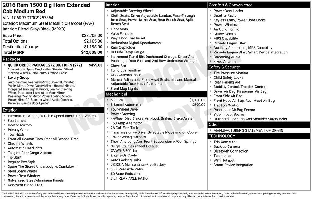 2016 RAM 1500 Big Horn