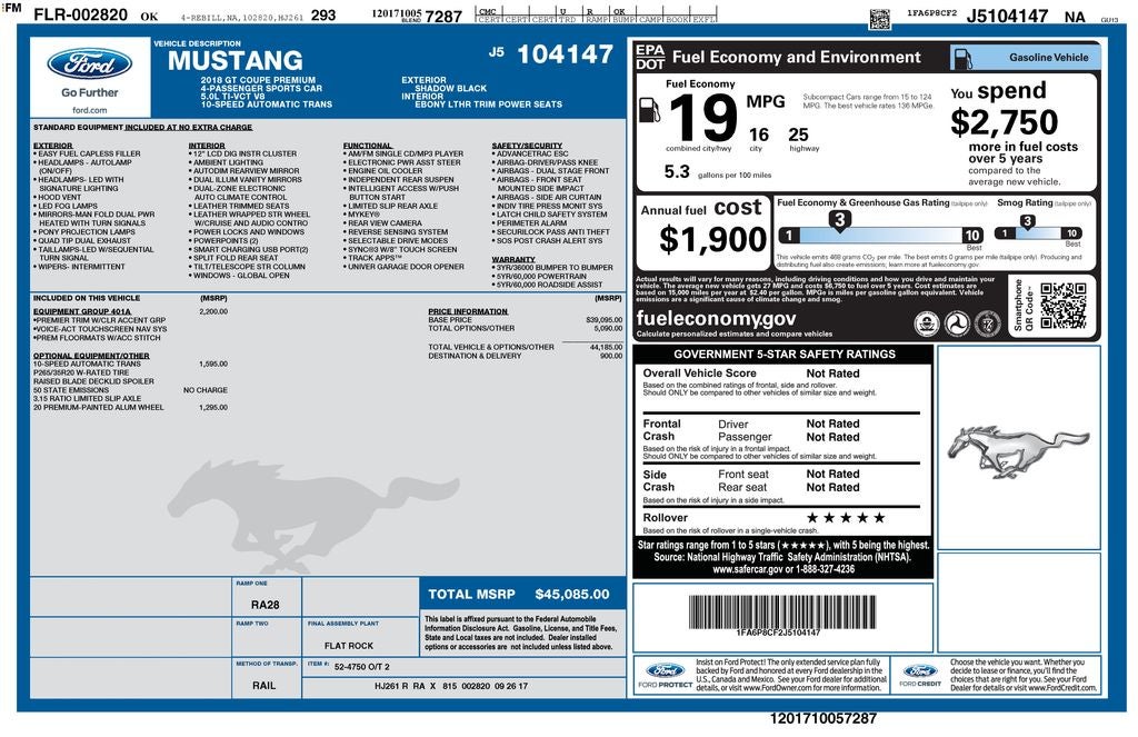 2018 Ford Mustang GT Premium