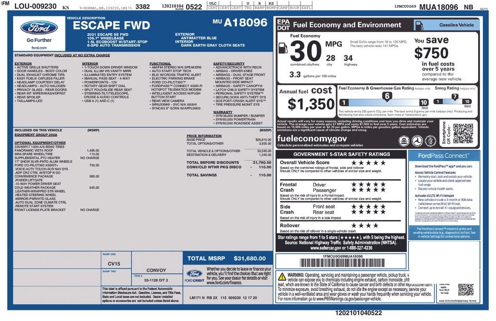 2021 Ford Escape SE