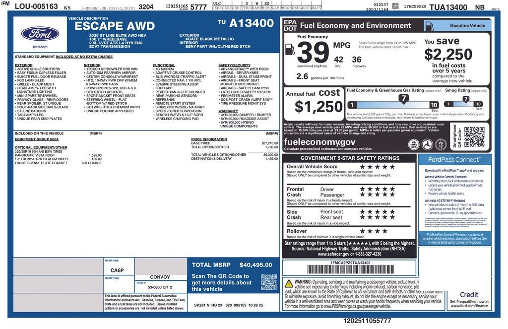2026 Ford Escape Hybrid ST-Line Elite