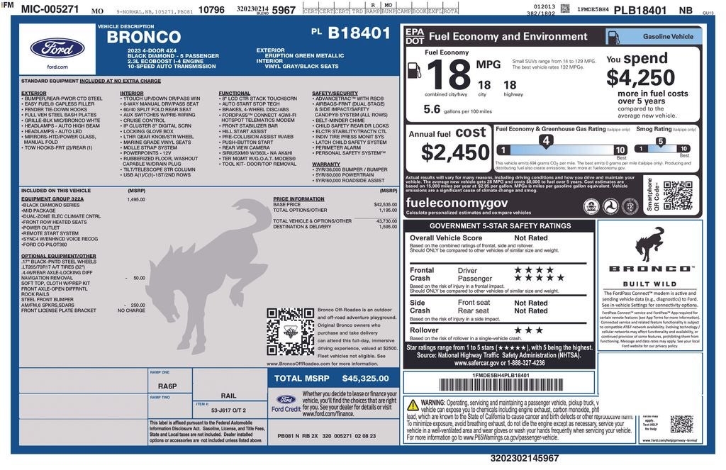 2023 Ford Bronco Black Diamond