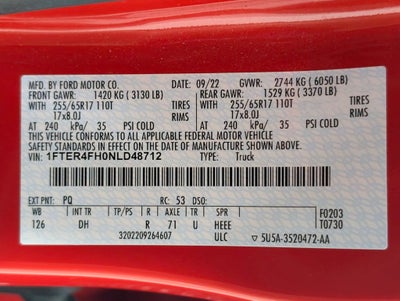 2022 Ford Ranger Lariat