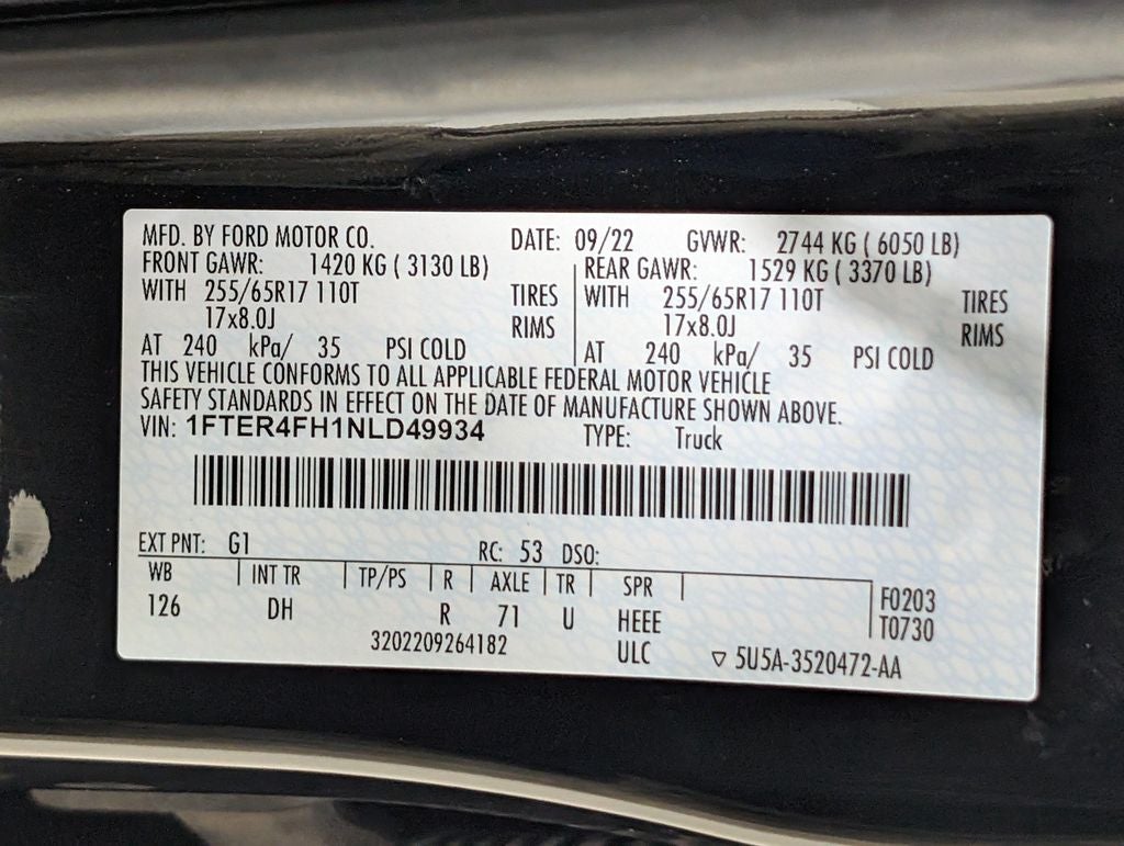 2022 Ford Ranger Lariat