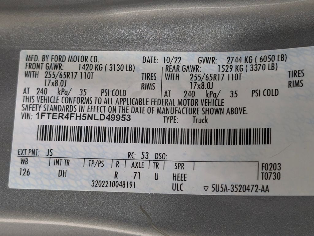 2022 Ford Ranger Lariat