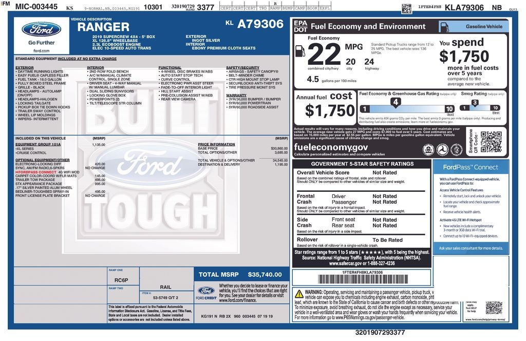 2019 Ford Ranger XL