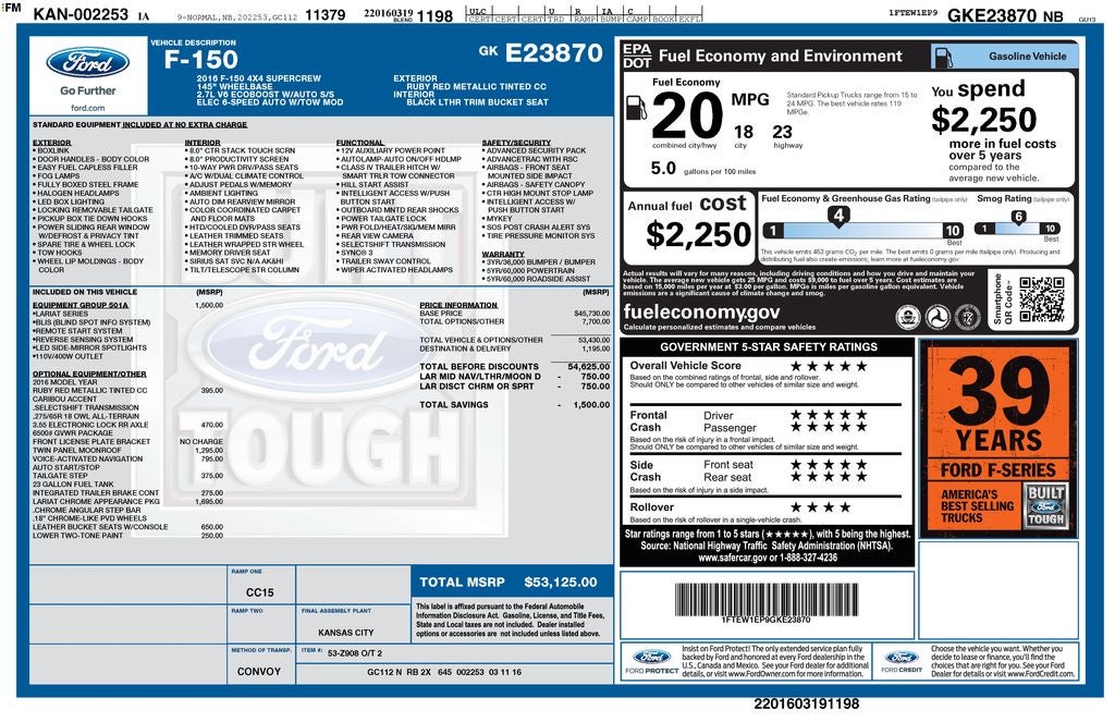 2016 Ford F-150 Lariat