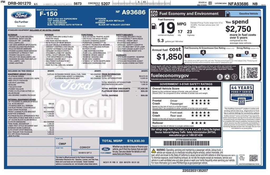 2022 Ford F-150 Platinum