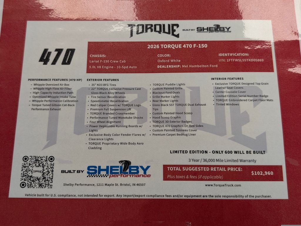 2026 Ford F-150 Lariat Shelby Torque 470
