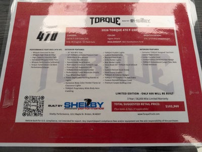 2026 Ford F-150 Lariat Shelby Torque 470