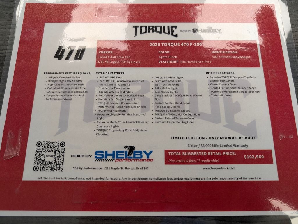 2026 Ford F-150 Lariat Shelby Torque 470