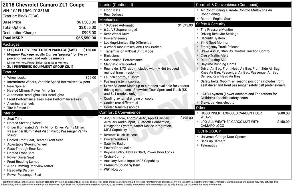 2018 Chevrolet Camaro ZL1