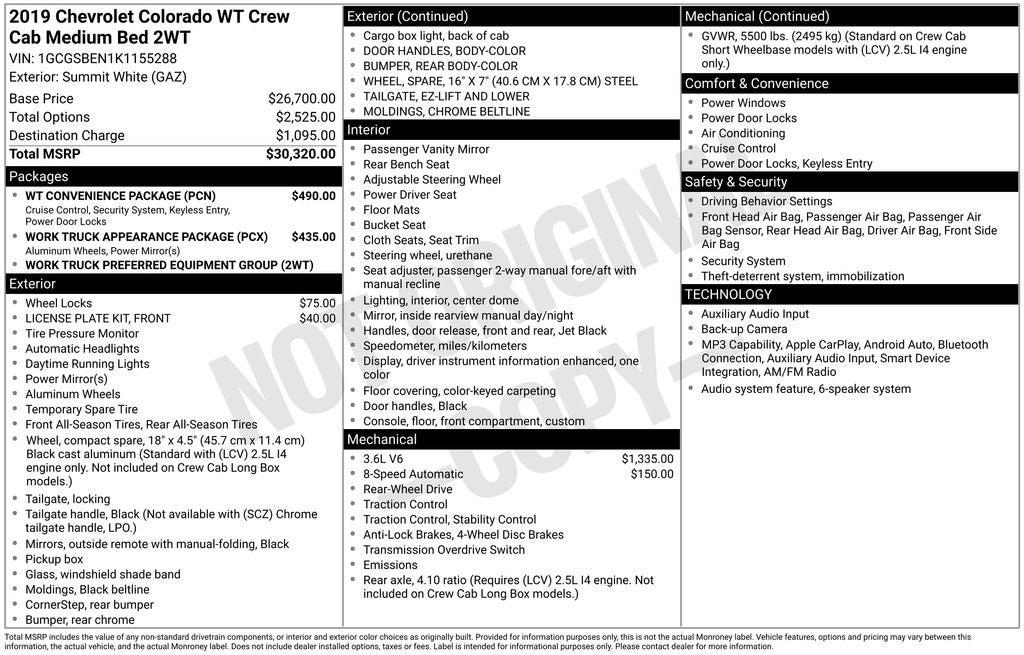 2019 Chevrolet Colorado Work Truck