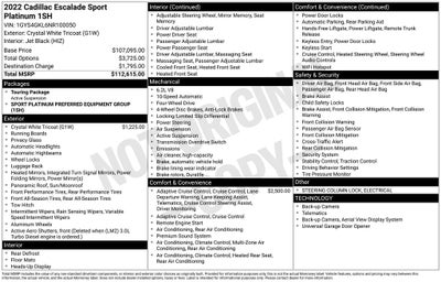 2022 Cadillac Escalade Sport Platinum