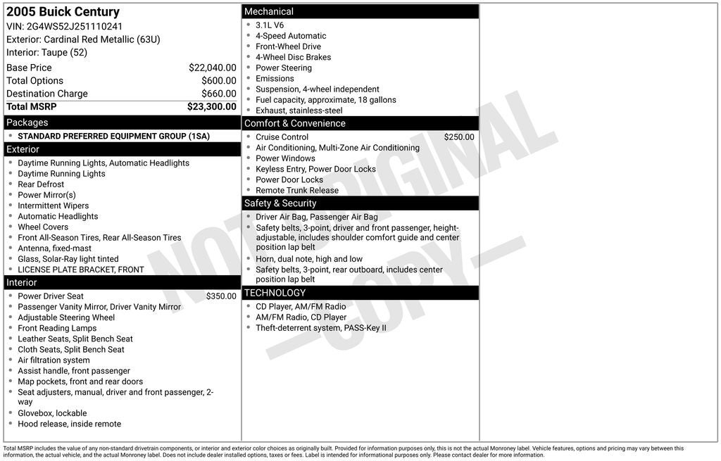 2005 Buick Century Base