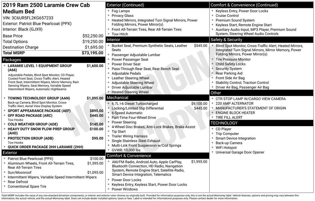 2019 RAM 2500 Laramie