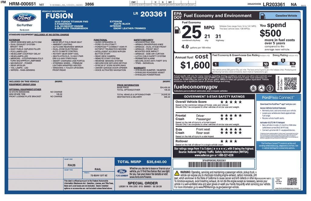 2020 Ford Fusion Titanium