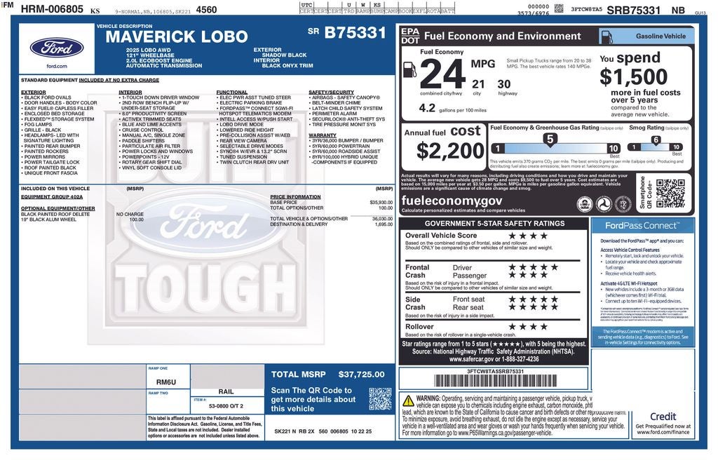 2025 Ford Maverick Lobo Standard