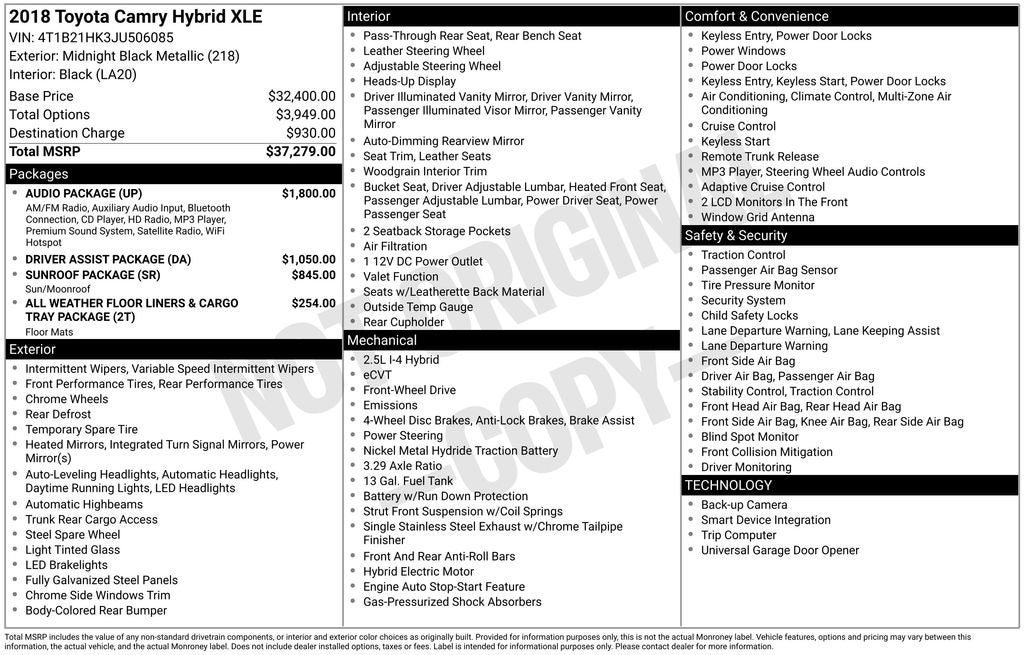 2018 Toyota Camry Hybrid XLE