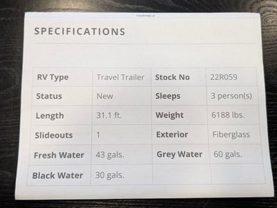 2022 Crossroads Travel Trailer Cruiser Air