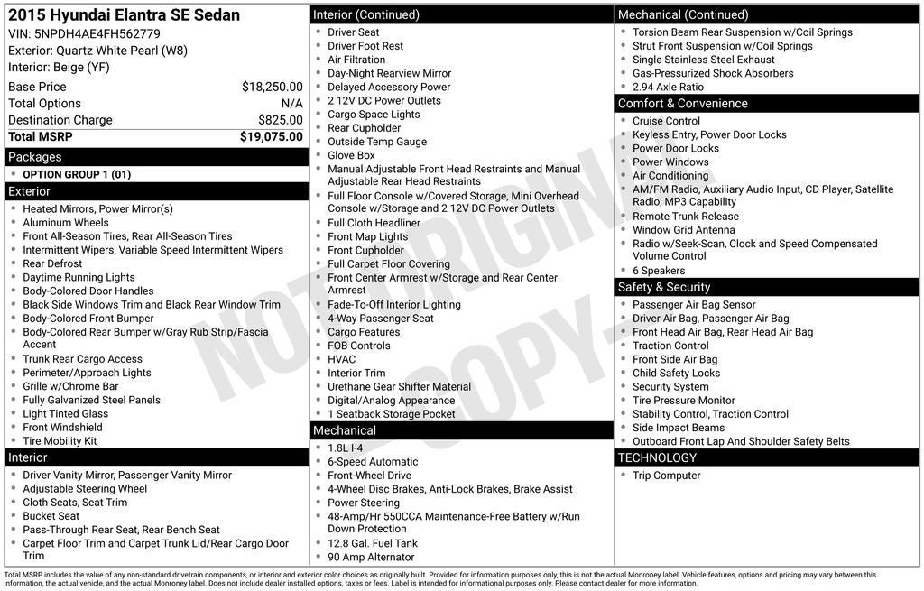2015 Hyundai Elantra SE
