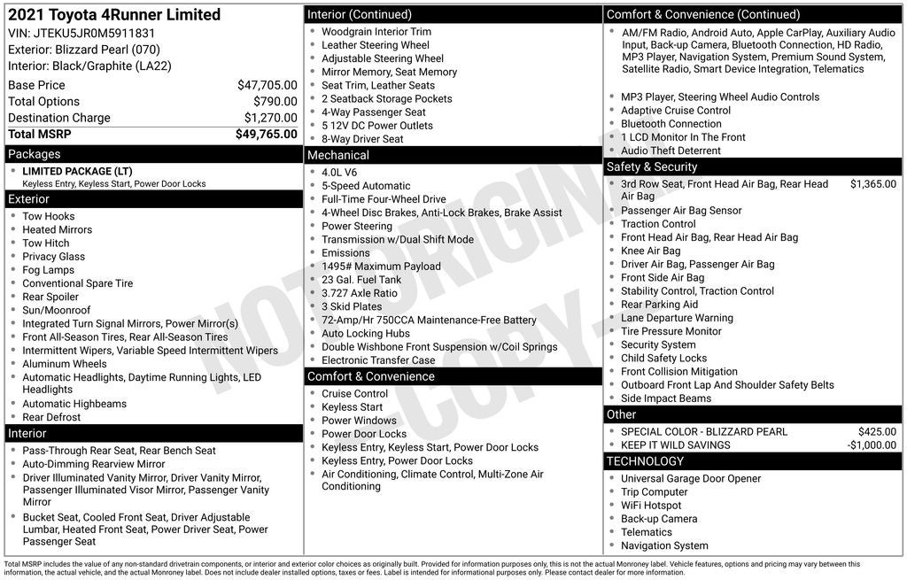 2021 Toyota 4Runner Limited